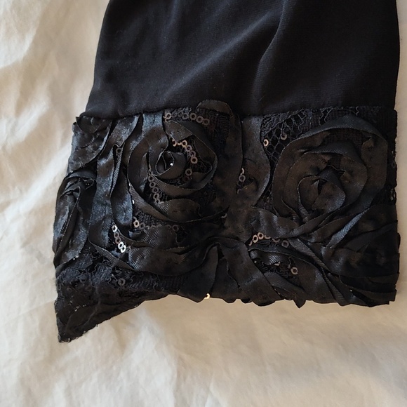 Alex Evenings Floor Length Evening Gown Black Size 20 W Rosette Ribbon Skirt - Picture 8 of 17